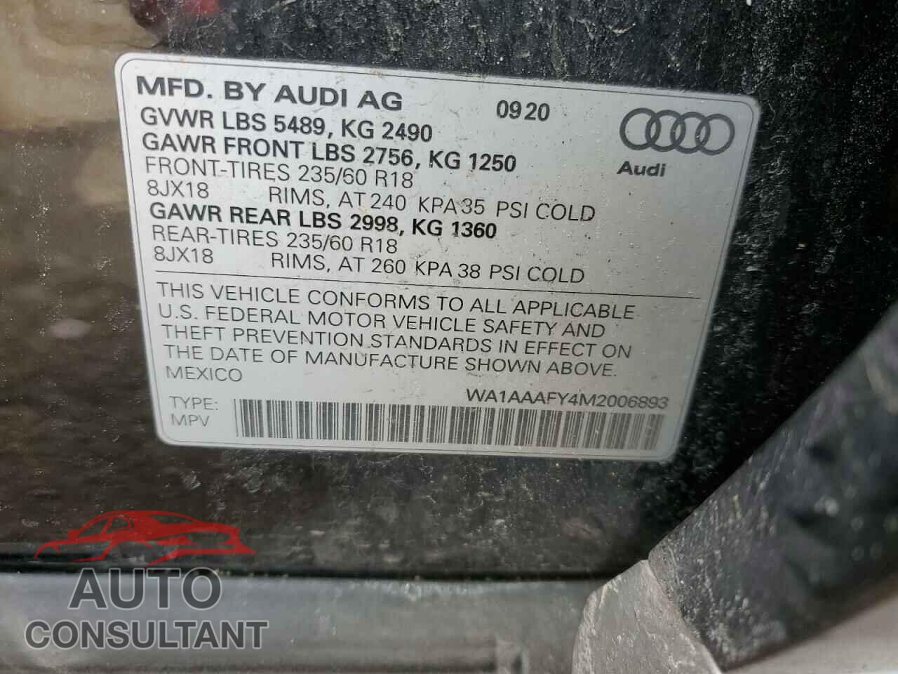 AUDI Q5 2021 - WA1AAAFY4M2006893