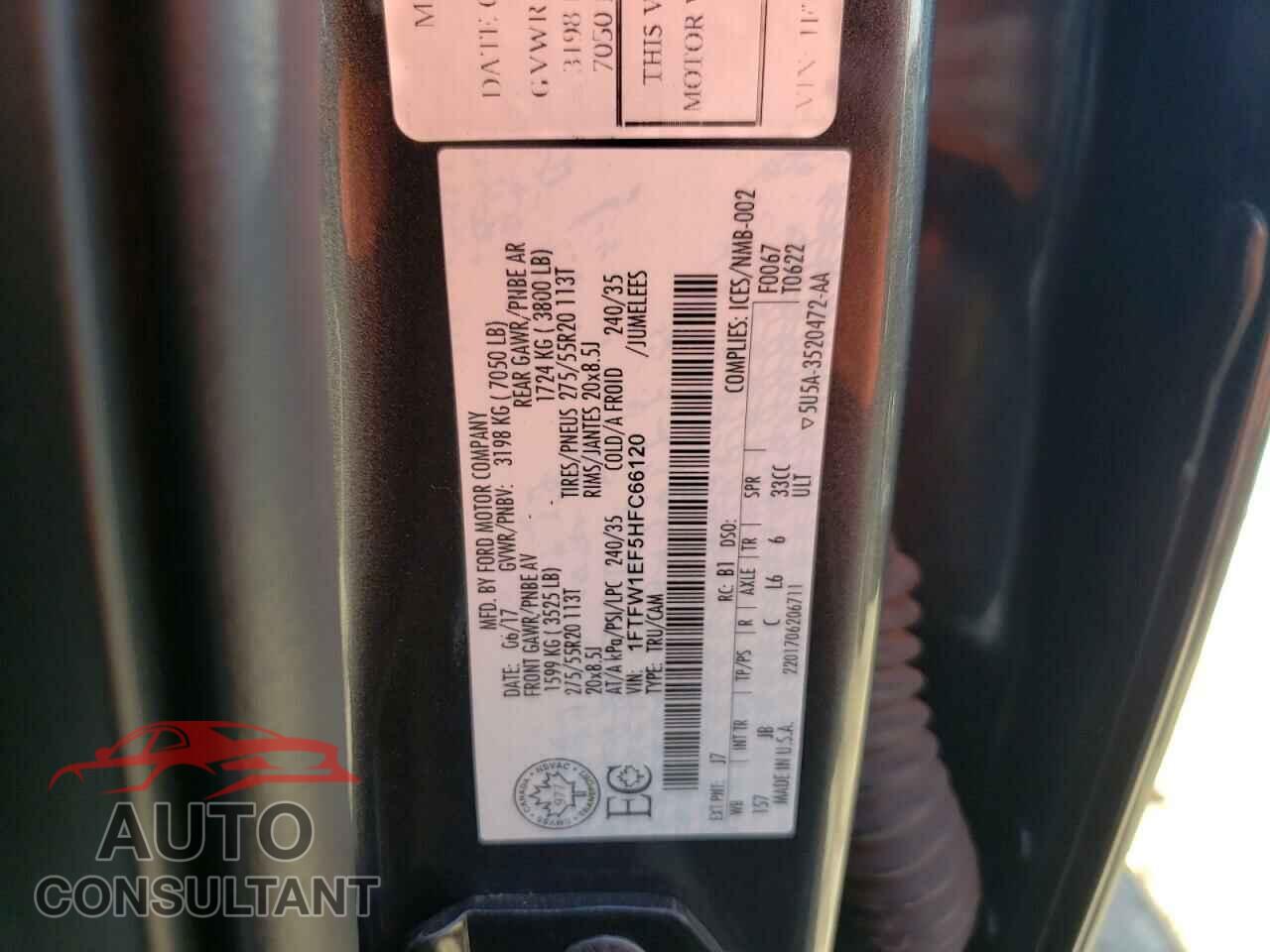 FORD F-150 2017 - 1FTFW1EF5HFC66120