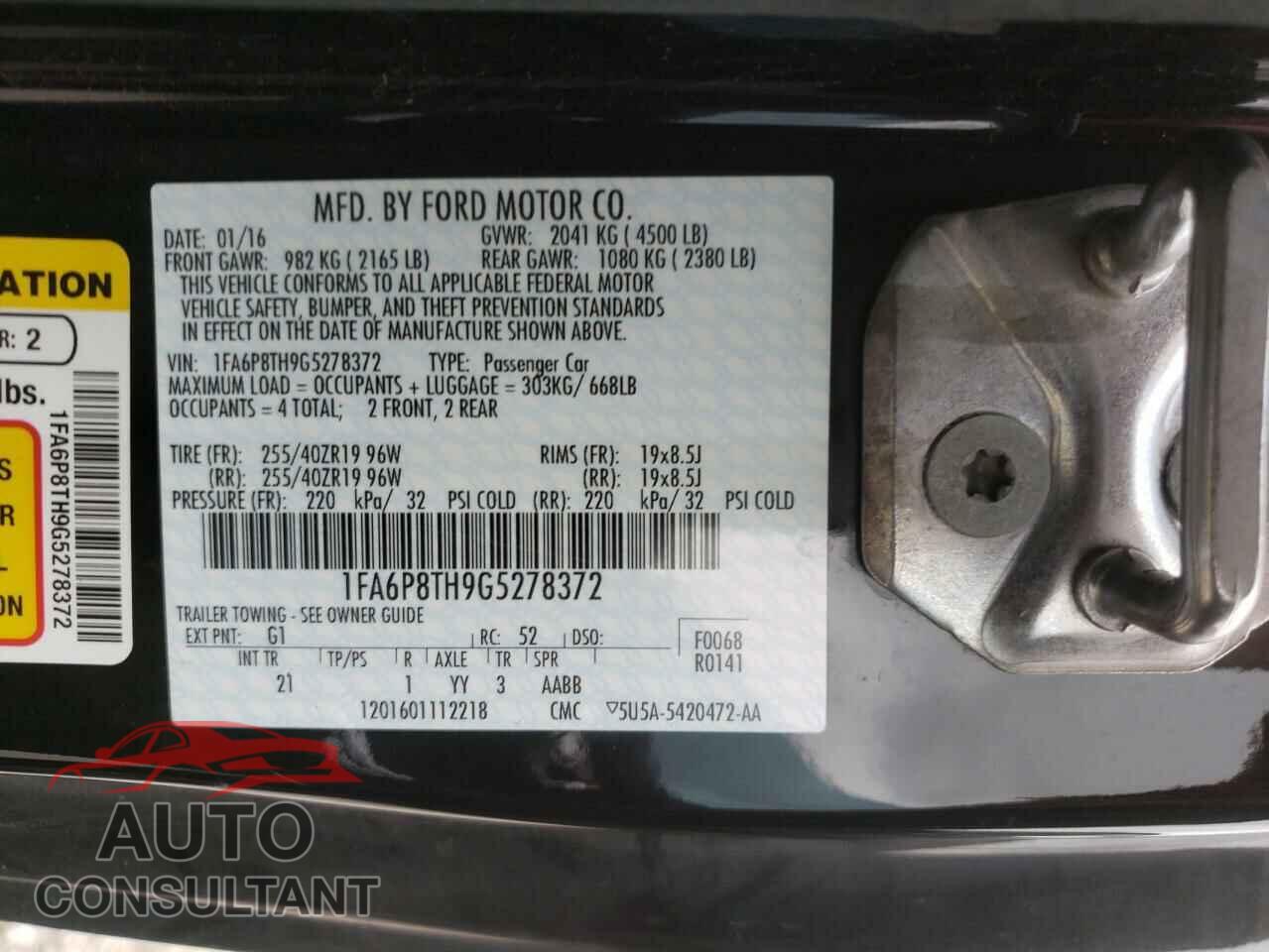 FORD MUSTANG 2016 - 1FA6P8TH9G5278372