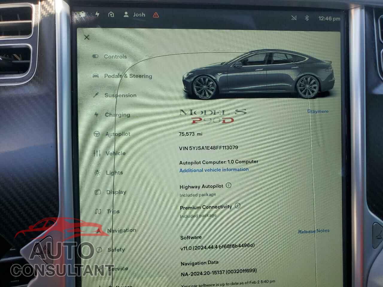 TESLA MODEL S 2015 - 5YJSA1E48FF113079