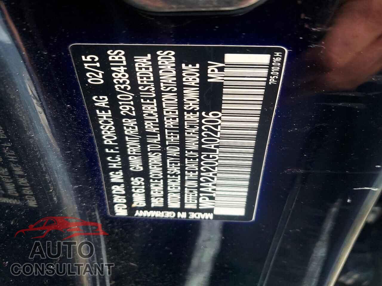 PORSCHE CAYENNE 2016 - WP1AA2A20GLA02206