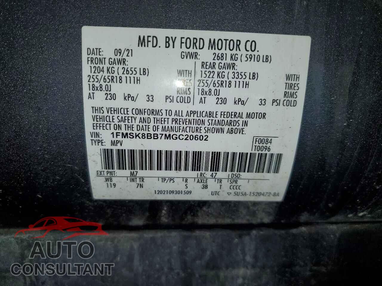 FORD EXPLORER 2021 - 1FMSK8BB7MGC20602