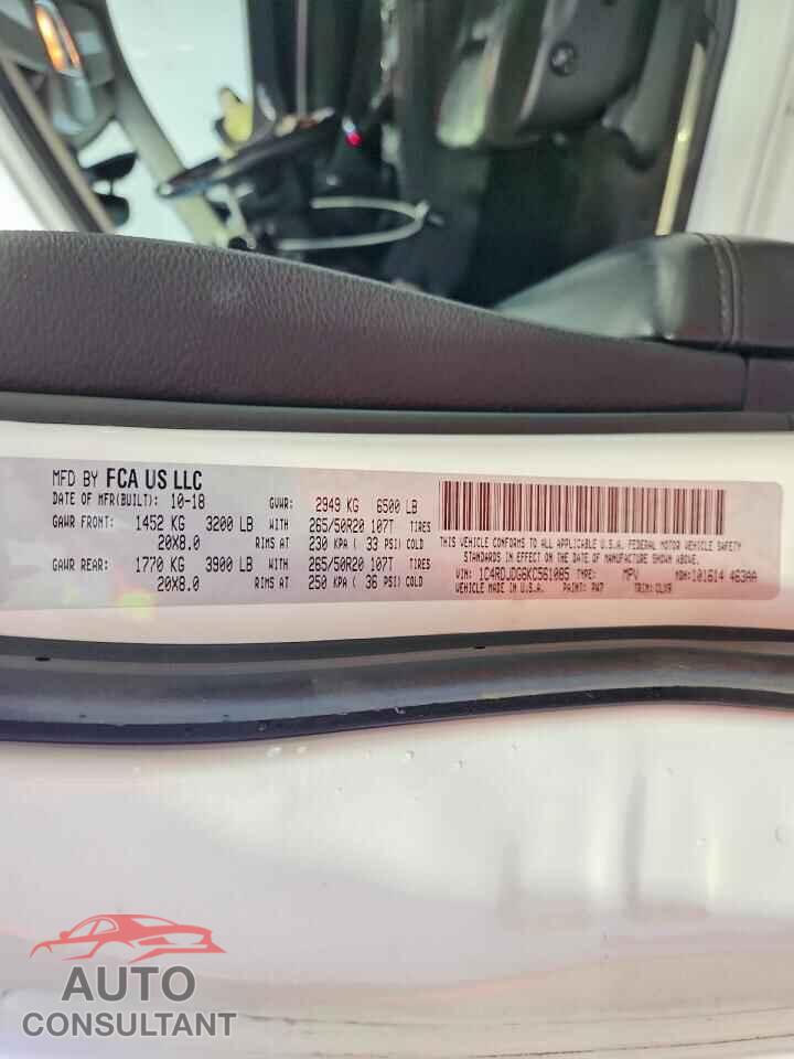 DODGE DURANGO 2019 - 1C4RDJDG6KC561085