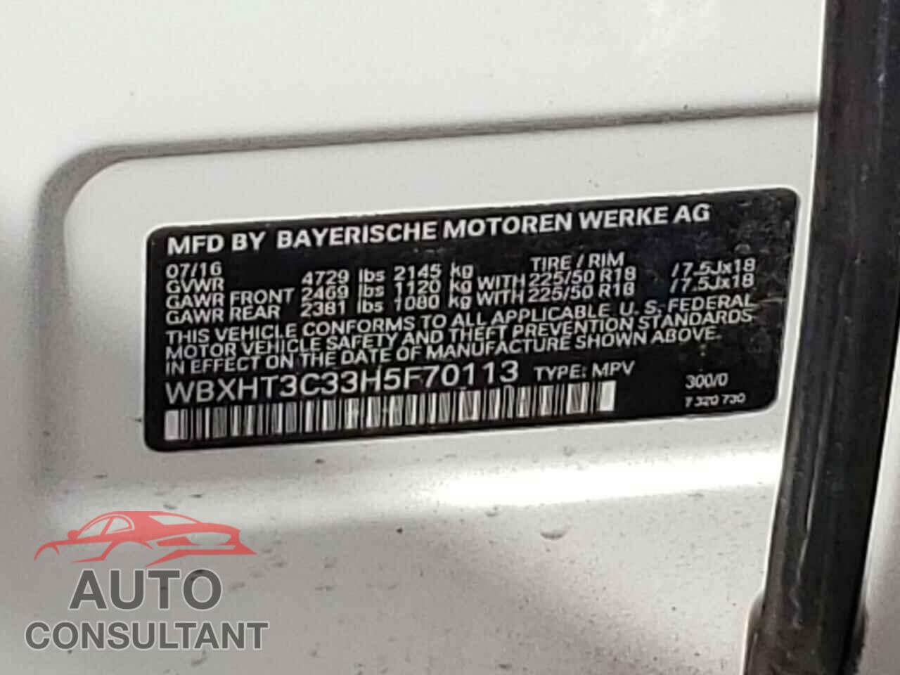 BMW X1 2017 - WBXHT3C33H5F70113