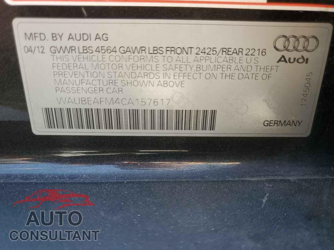 AUDI A3 2012 - WAUBEAFM4CA157617