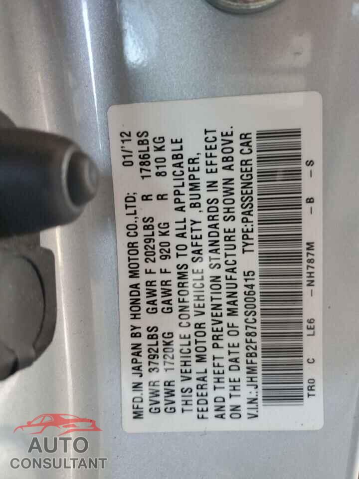 HONDA CIVIC 2012 - JHMFB2F87CS006415