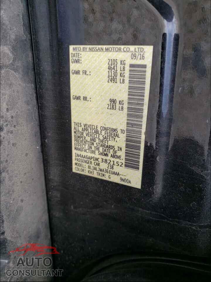 NISSAN MAXIMA 2017 - 1N4AA6AP1HC382152