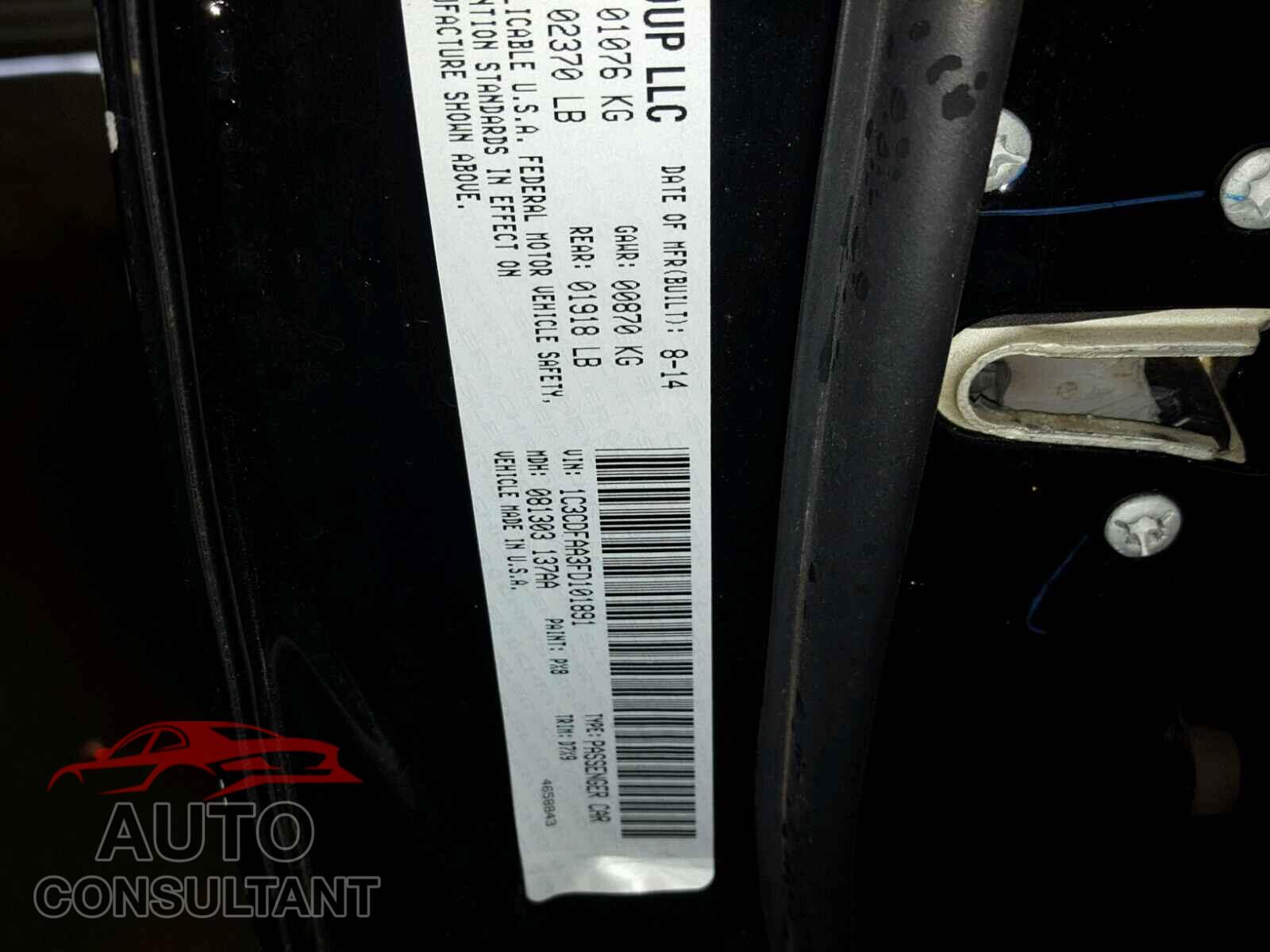 DODGE DART 2015 - 1C3CDFAA3FD101891