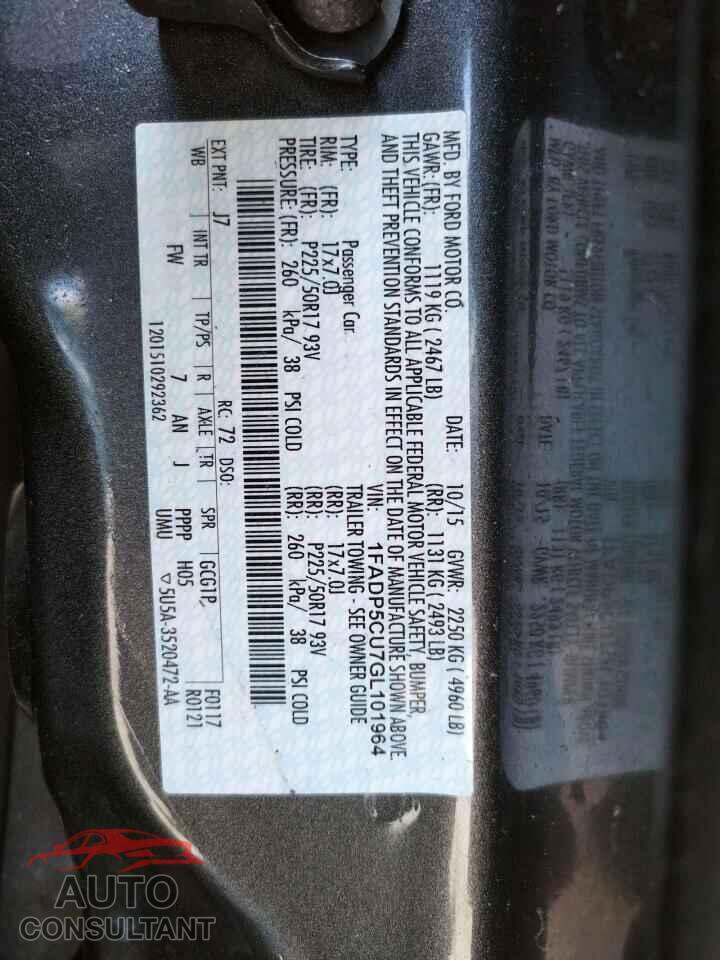 FORD CMAX 2016 - 1FADP5CU7GL101964