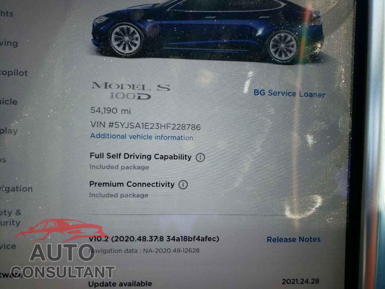 TESLA MODEL S 2017 - 5YJSA1E23HF228786