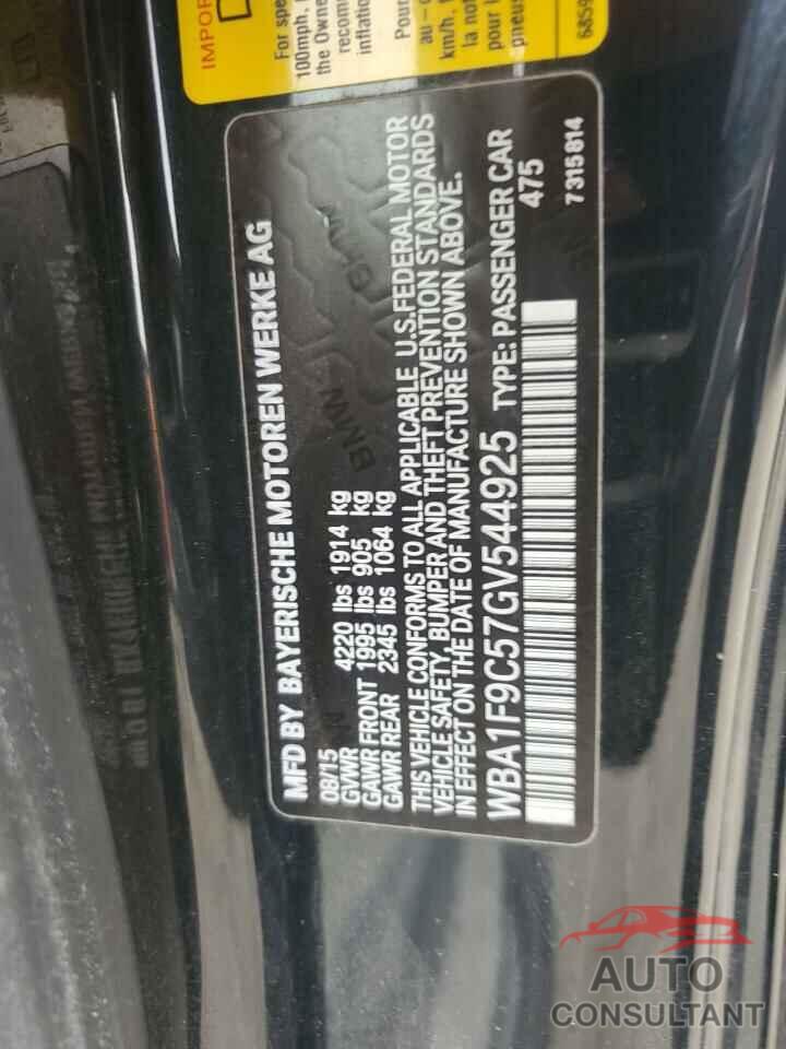 BMW 2 SERIES 2016 - WBA1F9C57GV544925