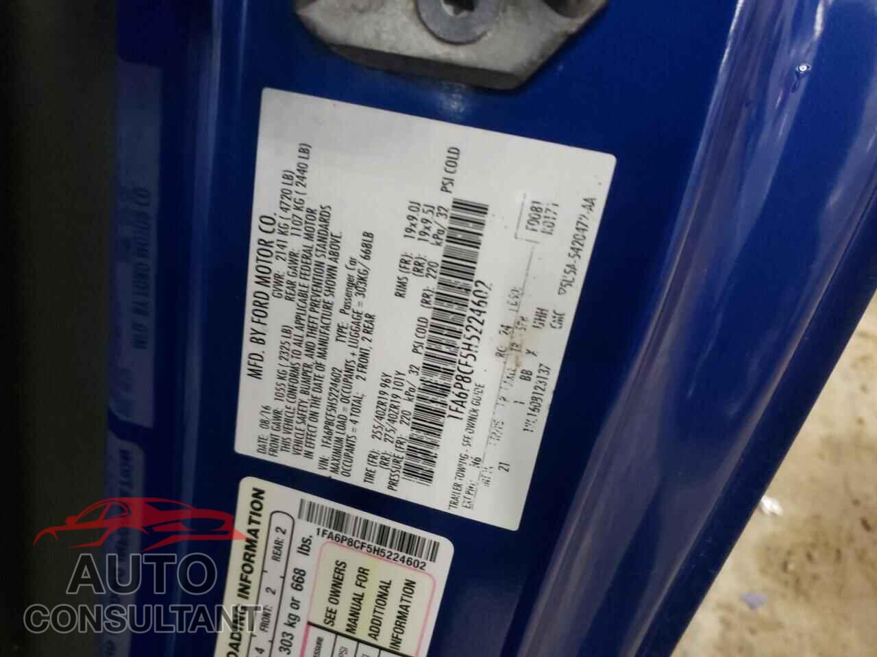 FORD MUSTANG 2017 - 1FA6P8CF5H5224602