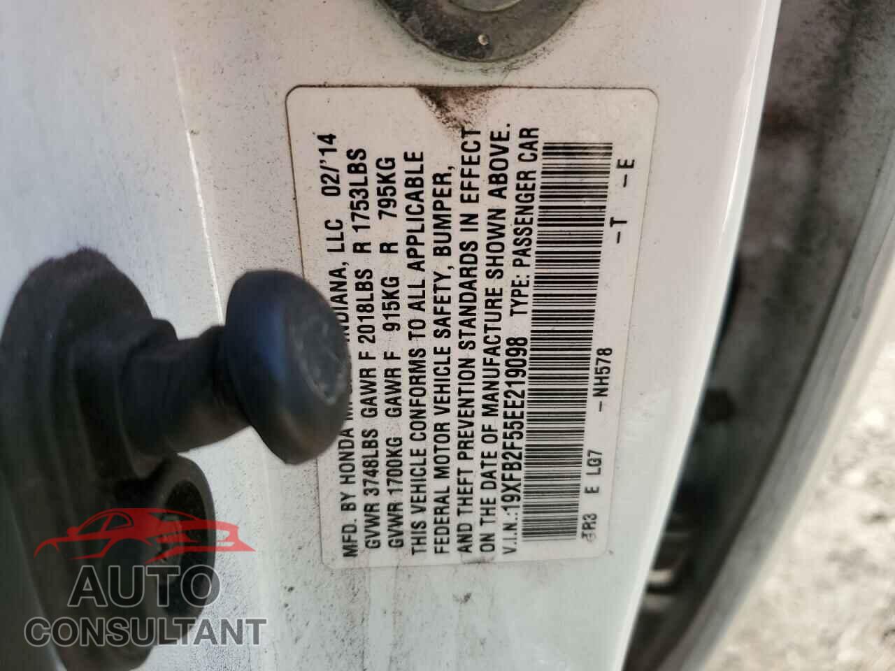 HONDA CIVIC 2014 - 19XFB2F55EE219098