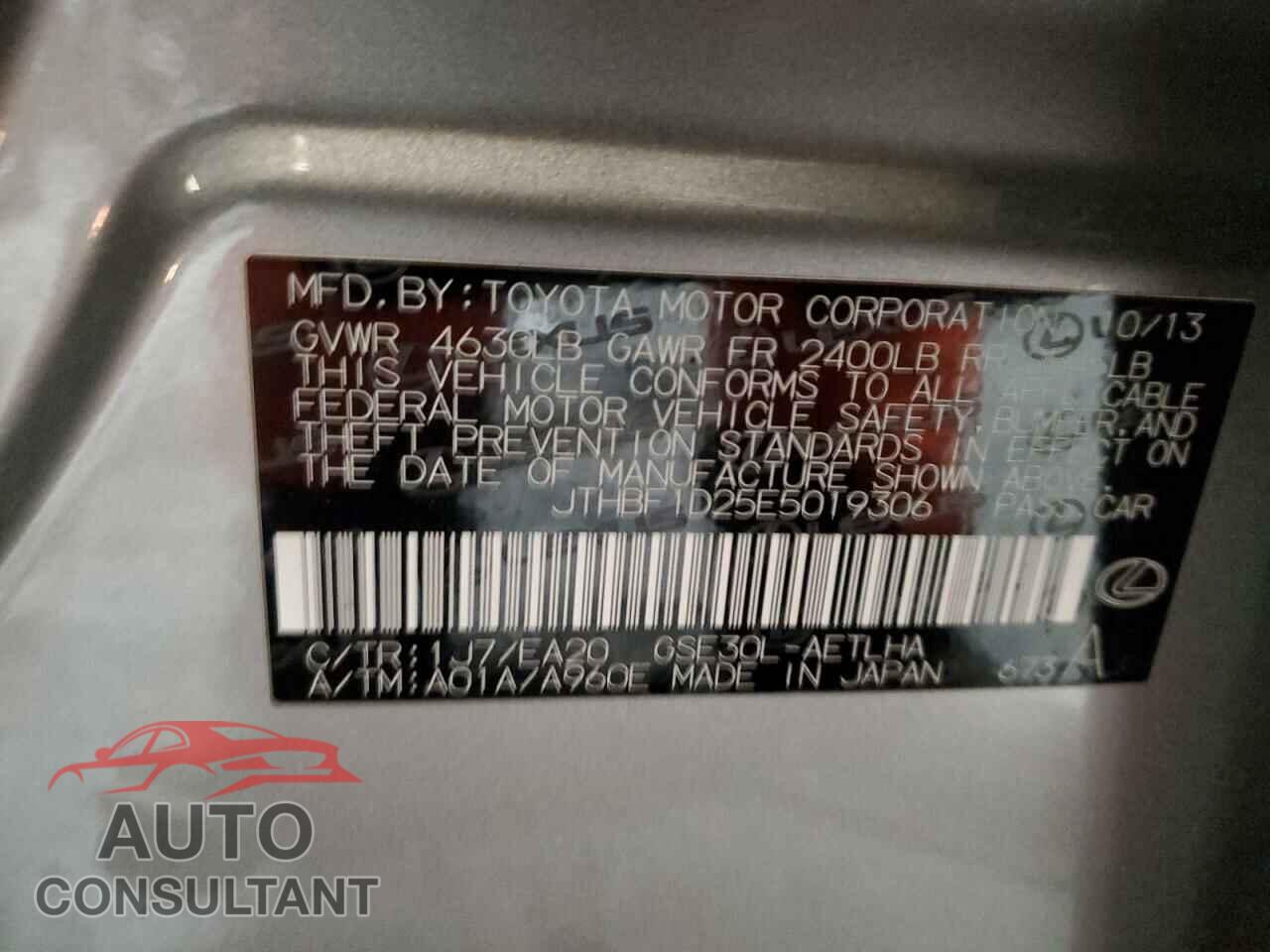 LEXUS IS 2014 - JTHBF1D25E5019306