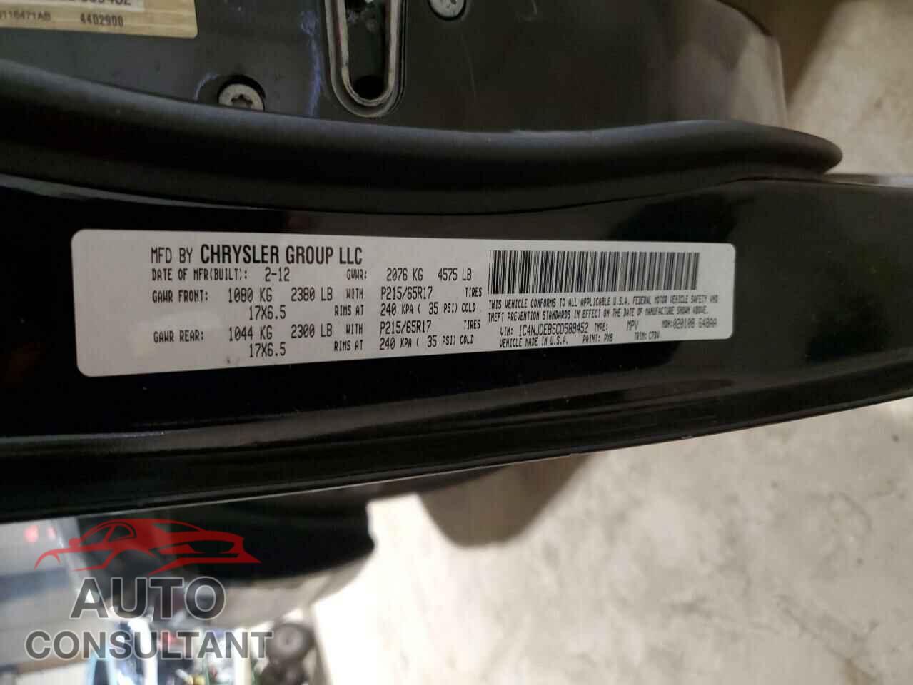 JEEP COMPASS 2012 - 1C4NJDEB5CD589452