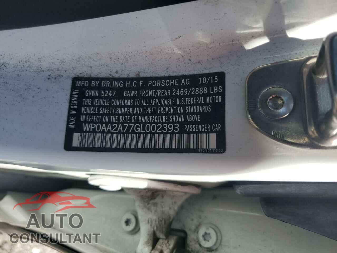 PORSCHE PANAMERA 2016 - WP0AA2A77GL002393