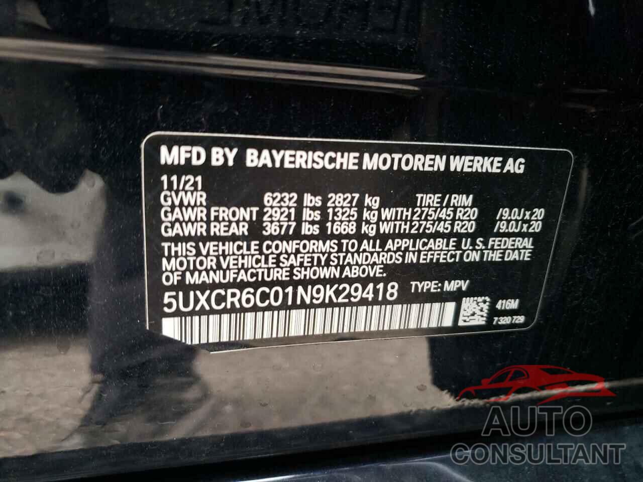 BMW X5 2022 - 5UXCR6C01N9K29418