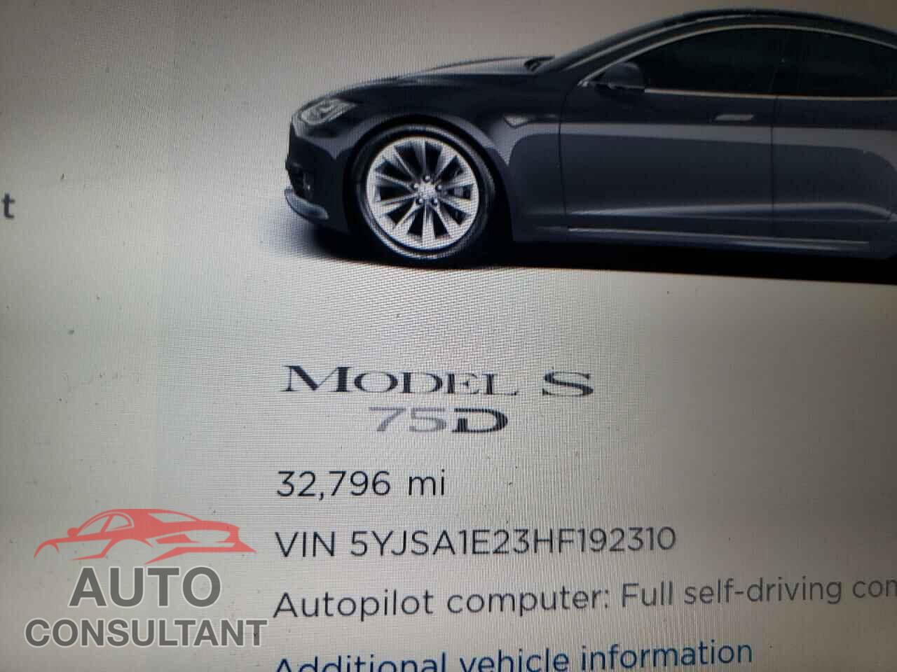 TESLA MODEL S 2017 - 5YJSA1E23HF192310