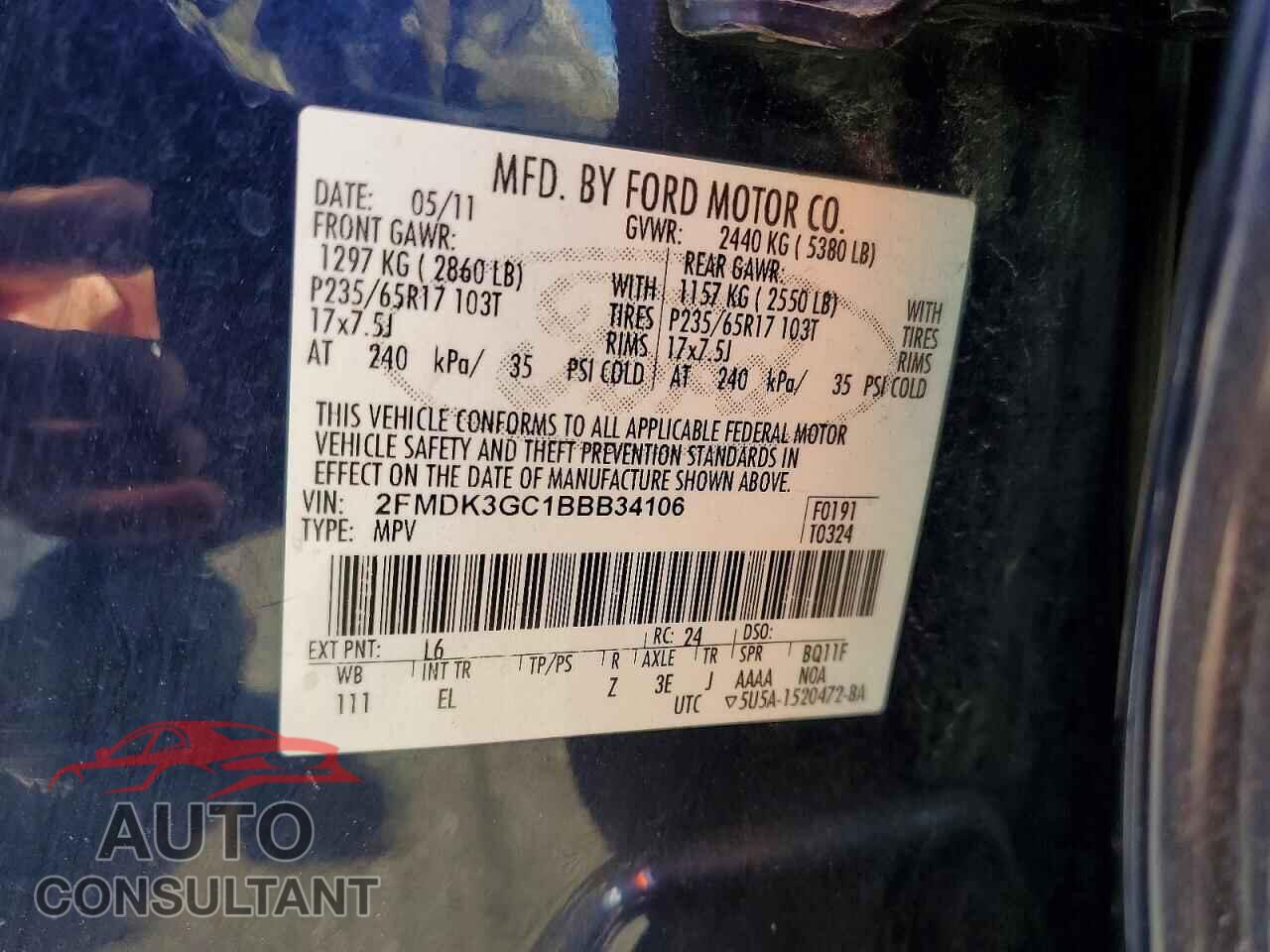 FORD EDGE 2011 - 2FMDK3GC1BBB34106