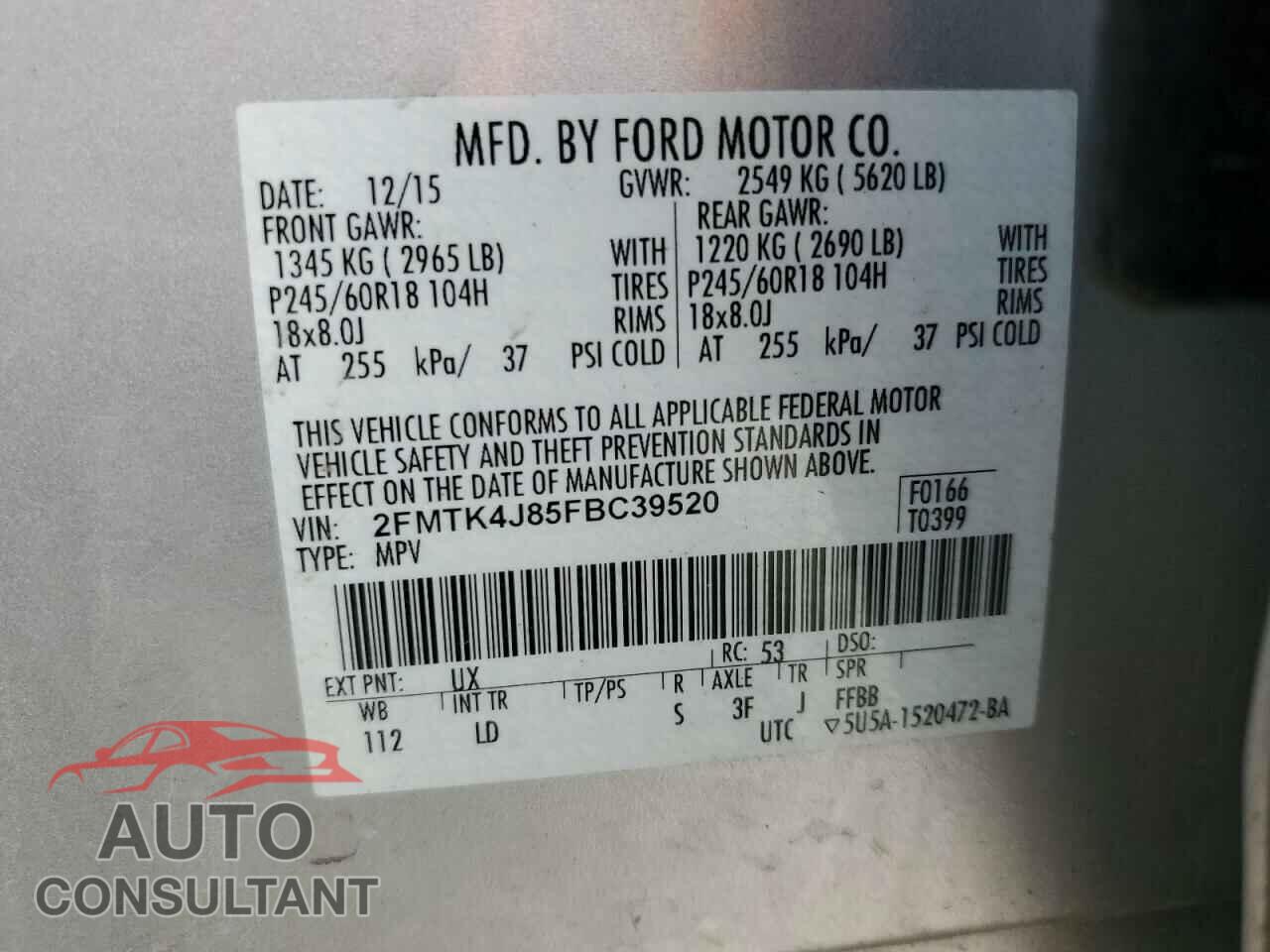 FORD EDGE 2015 - 2FMTK4J85FBC39520