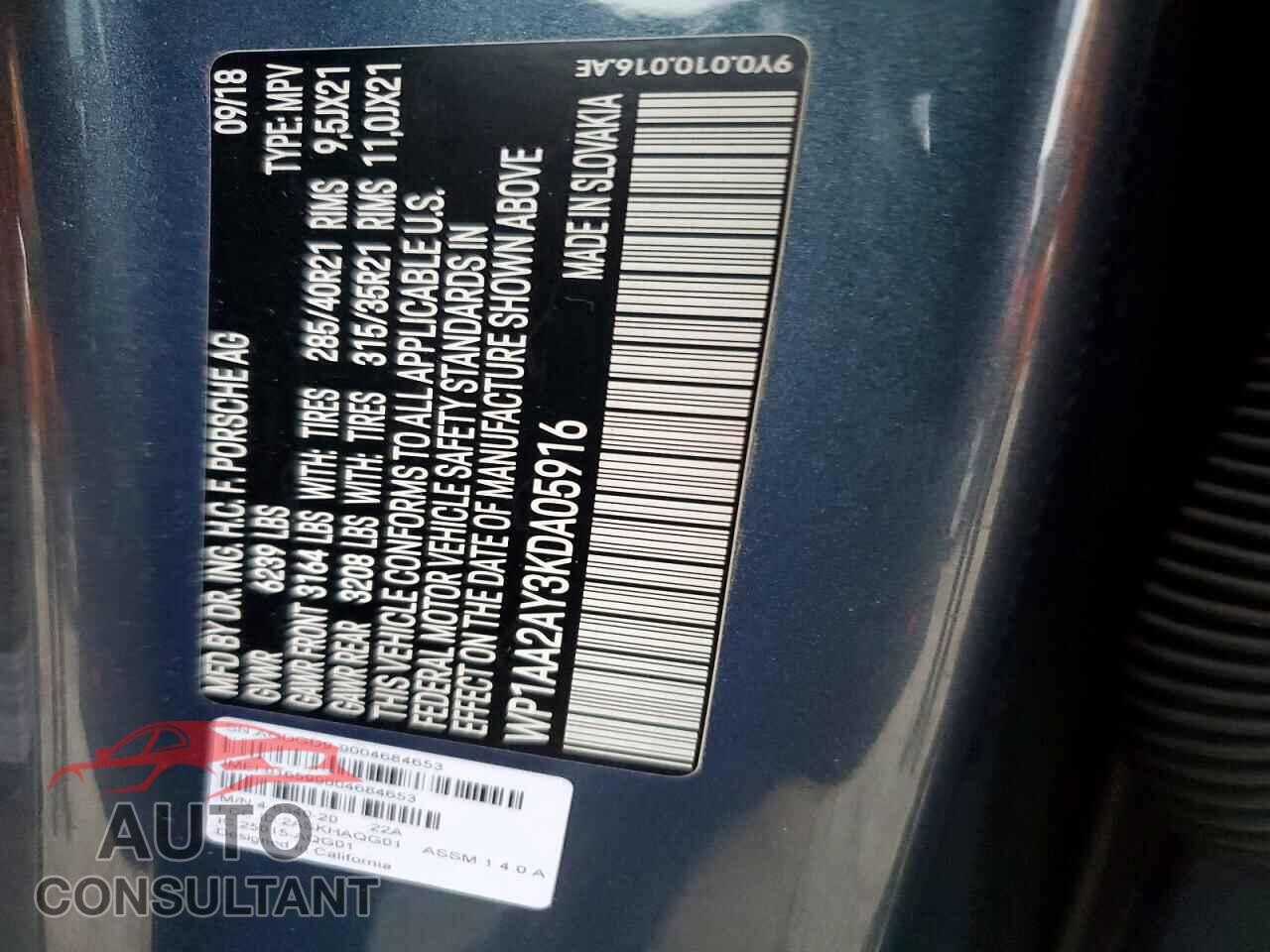 PORSCHE CAYENNE 2019 - WP1AA2AY3KDA05916