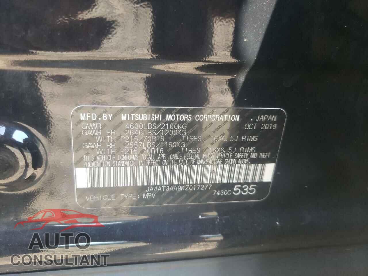 MITSUBISHI ECLIPSE 2019 - JA4AT3AA9KZ017277