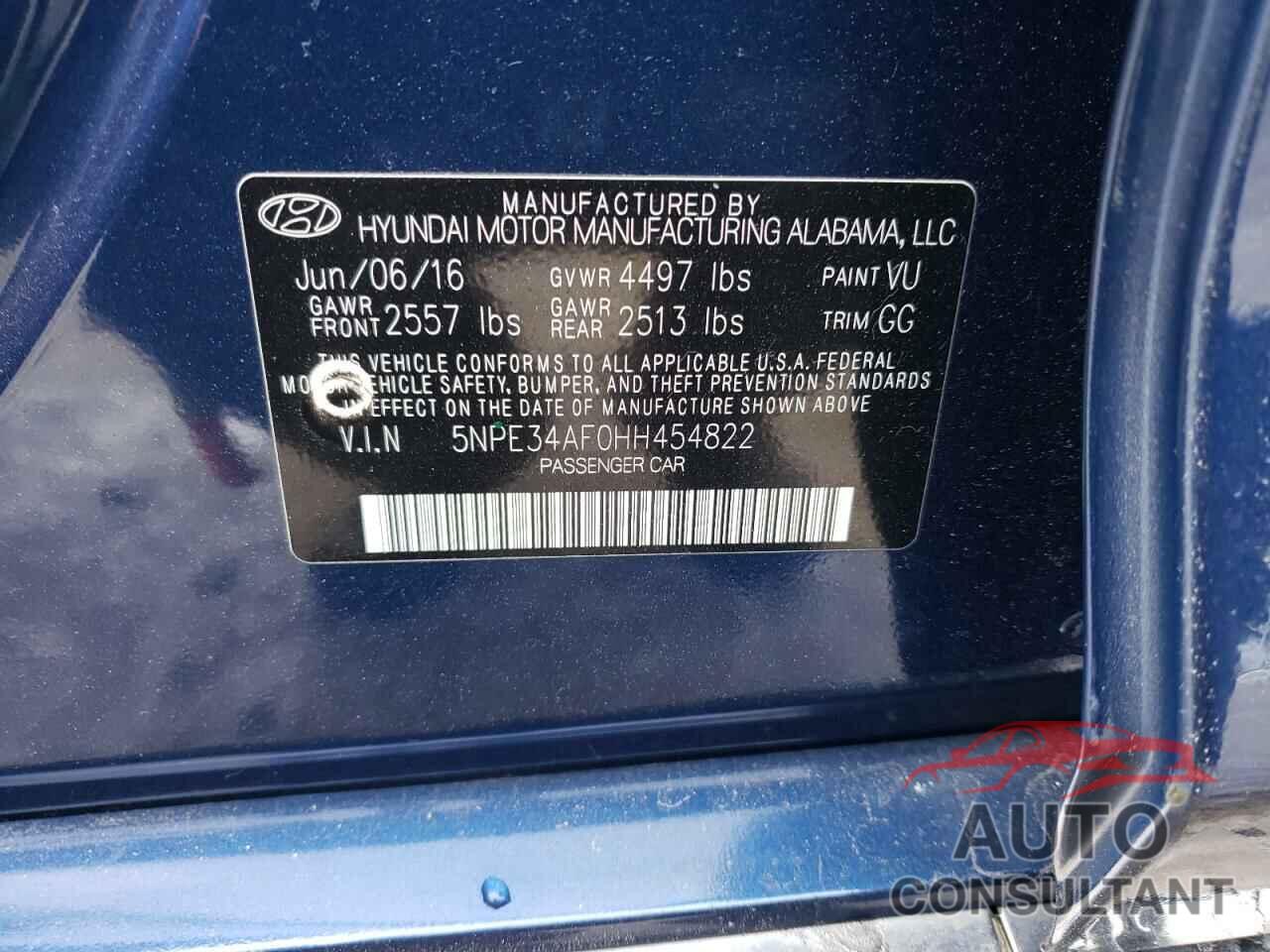 HYUNDAI SONATA 2017 - 5NPE34AF0HH454822