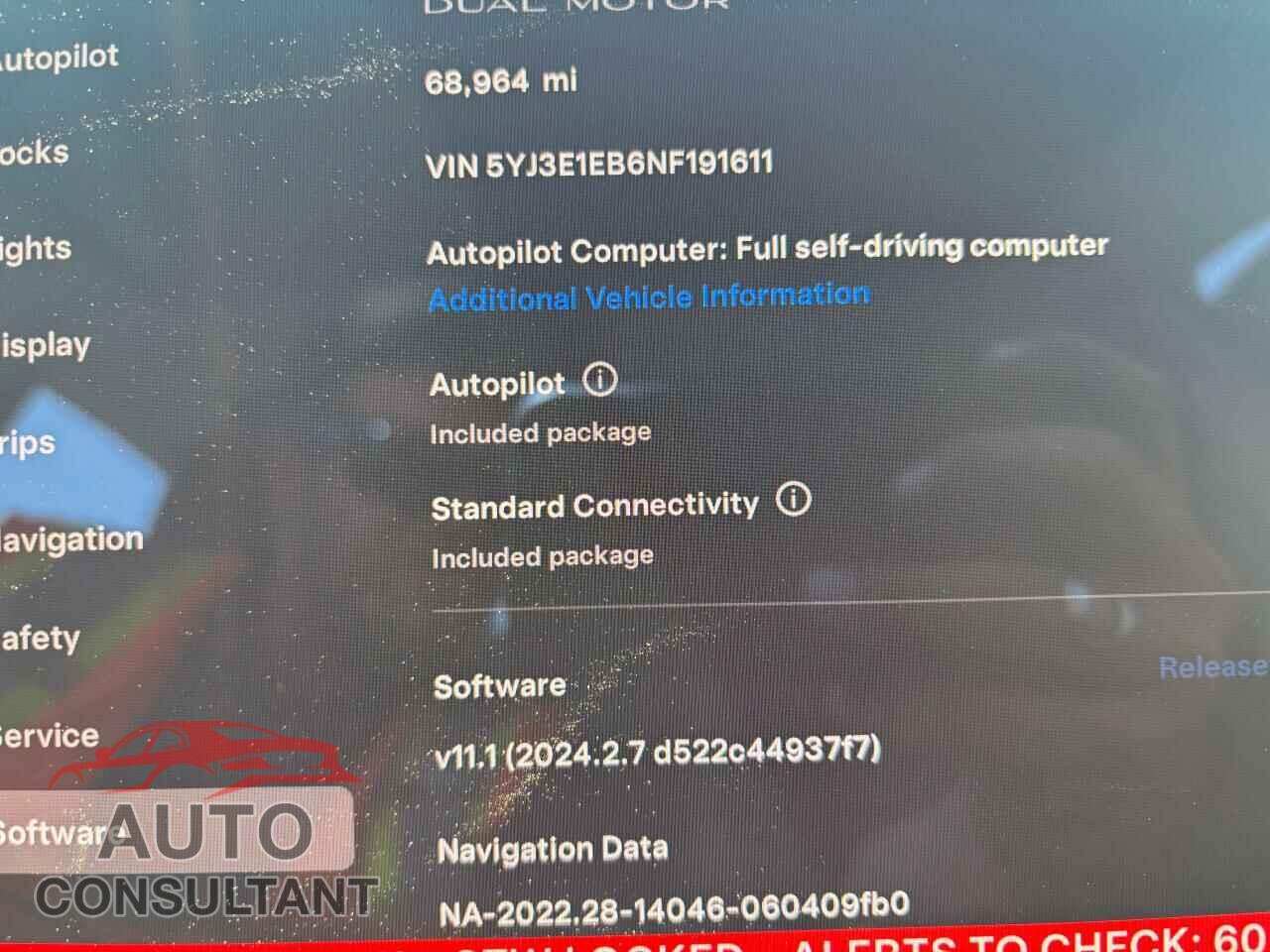 TESLA MODEL 3 2022 - 5YJ3E1EB6NF191611