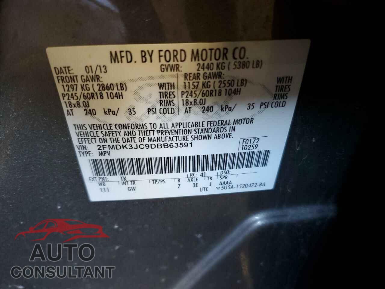 FORD EDGE 2013 - 2FMDK3JC9DBB63591