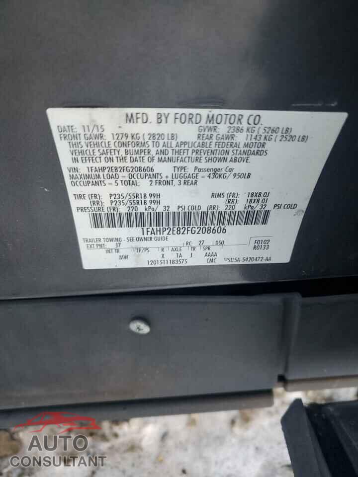 FORD TAURUS 2015 - 1FAHP2E82FG208606