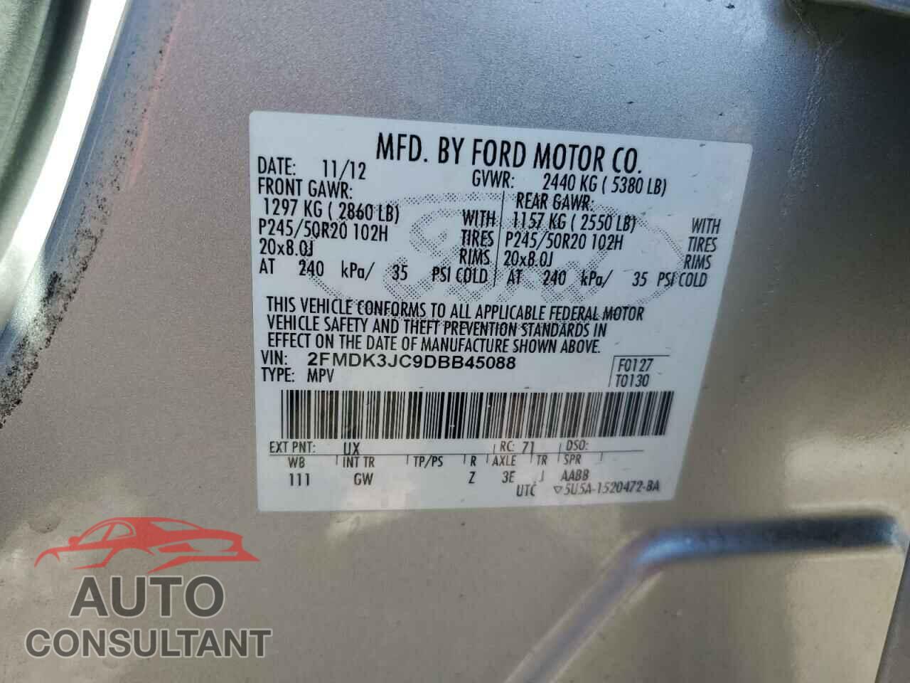 FORD EDGE 2013 - 2FMDK3JC9DBB45088