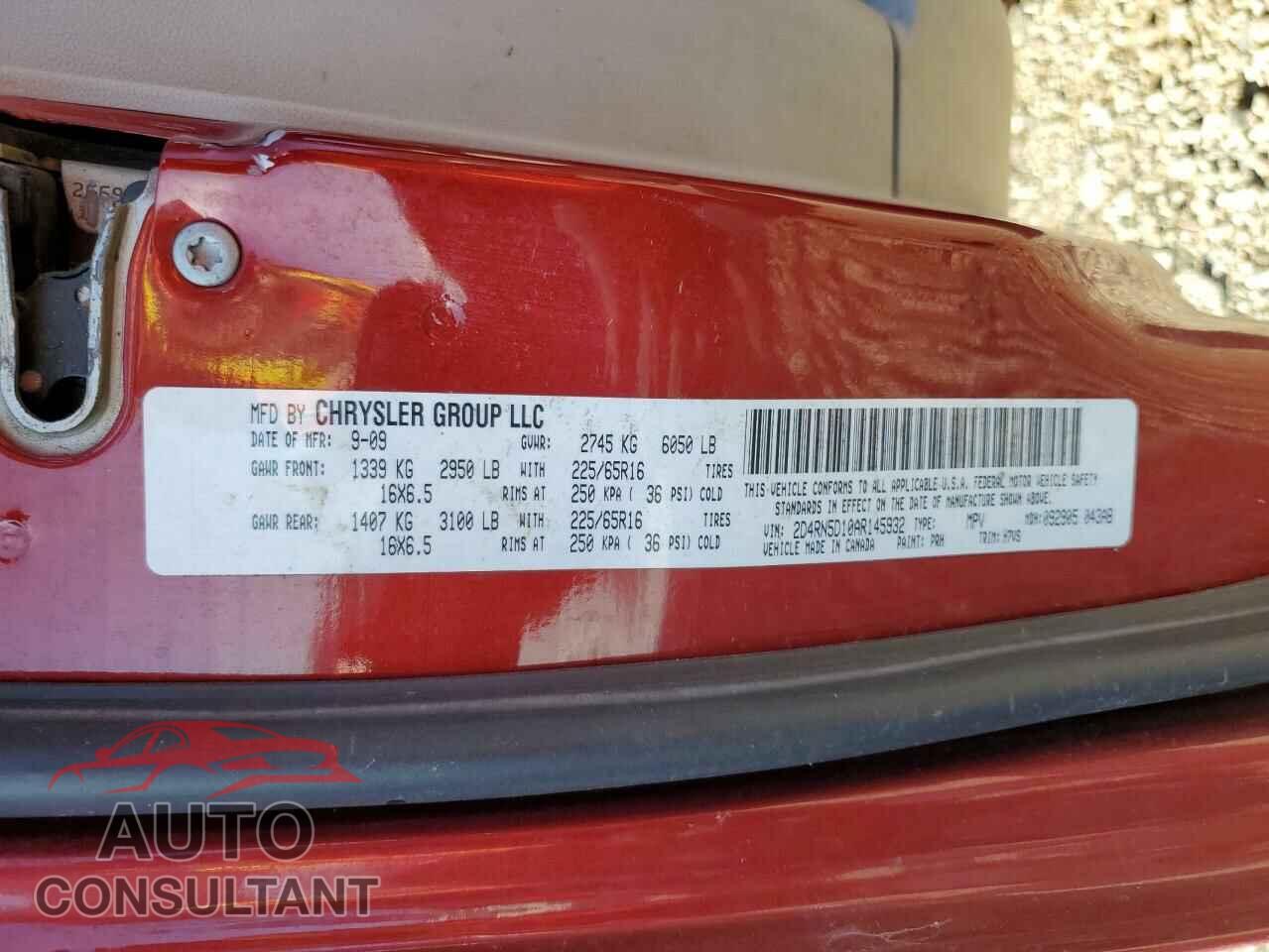 DODGE CARAVAN 2010 - 2D4RN5D10AR145932
