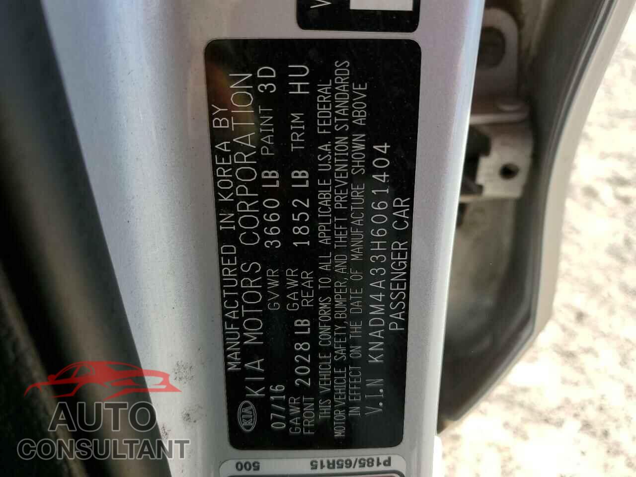 KIA RIO 2017 - KNADM4A33H6061404