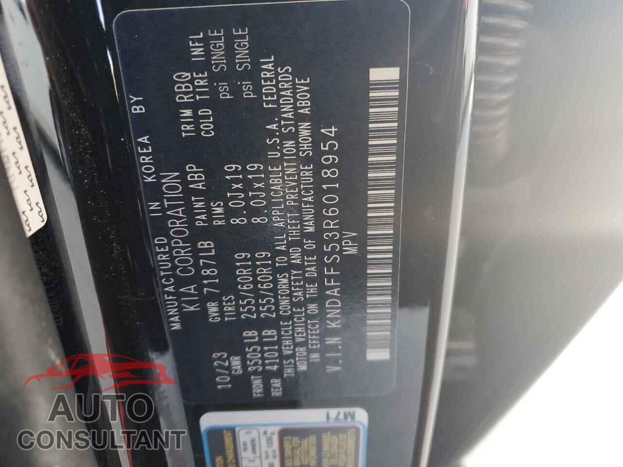 KIA EV9 WIND 2024 - KNDAFFS53R6018954