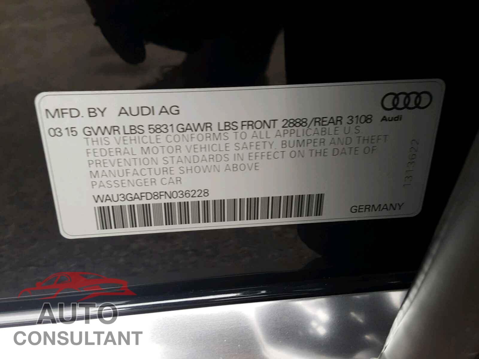 AUDI A8 2015 - WAU3GAFD8FN036228