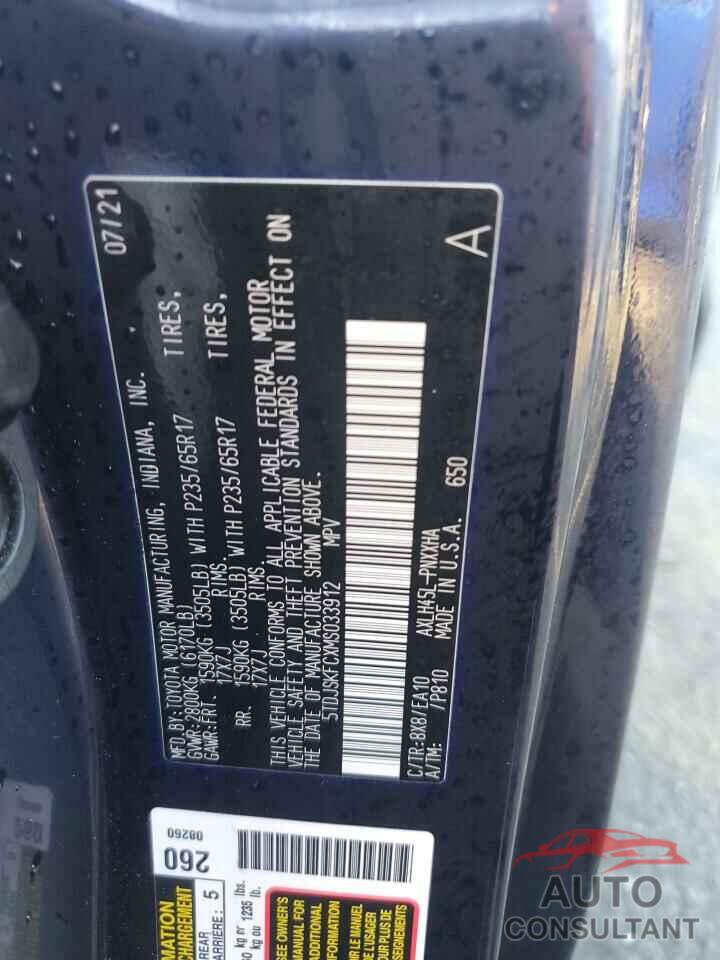TOYOTA All Models 2021 - 5TDJSKFCXMS033912