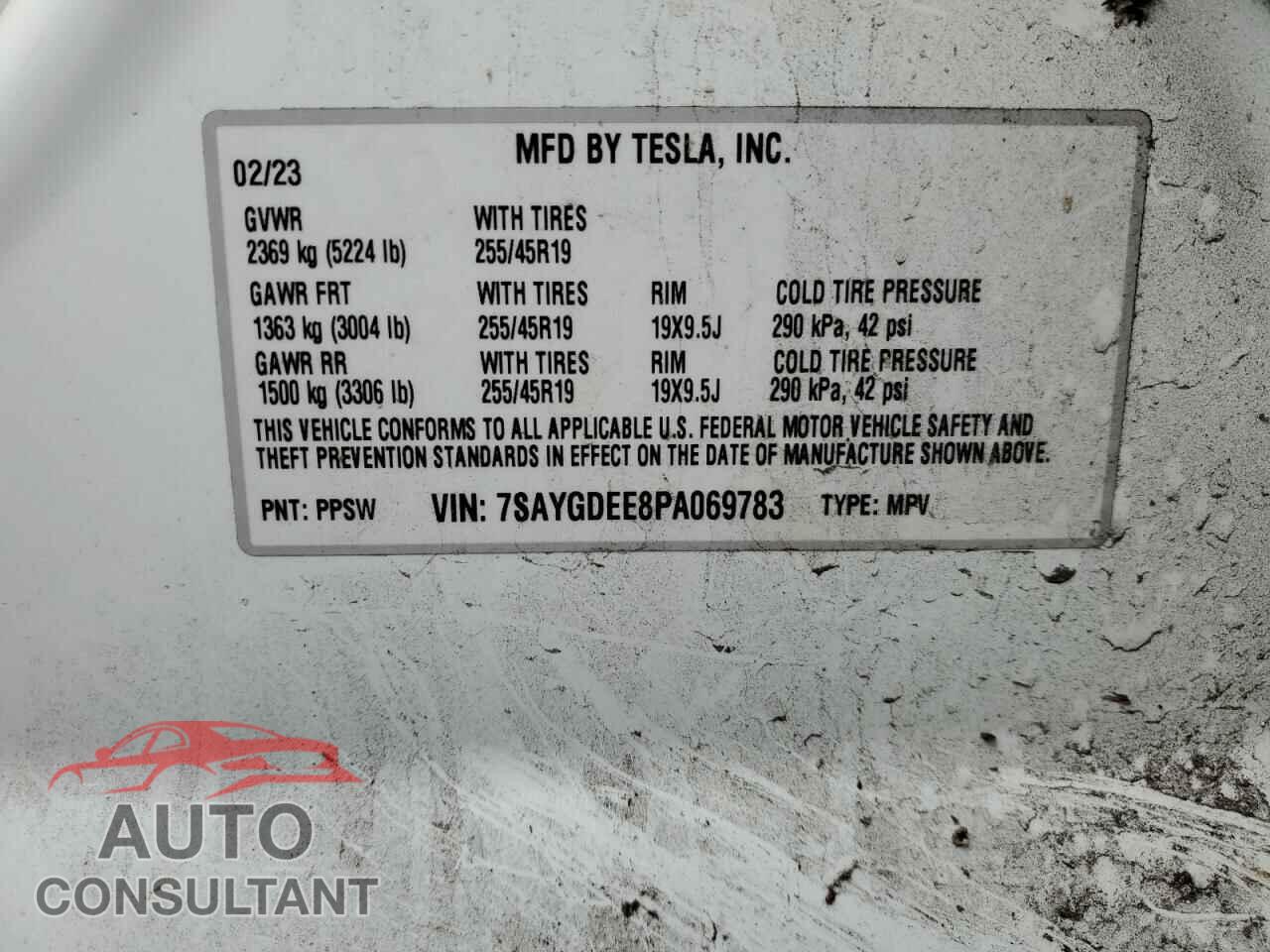 TESLA MODEL Y 2023 - 7SAYGDEE8PA069783