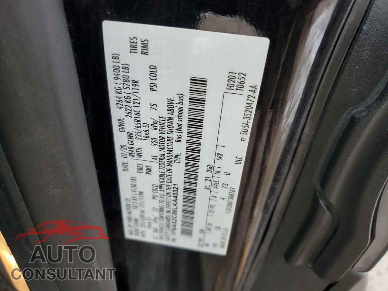 FORD TRANSIT 2020 - 1FBAX2C86LKA40321