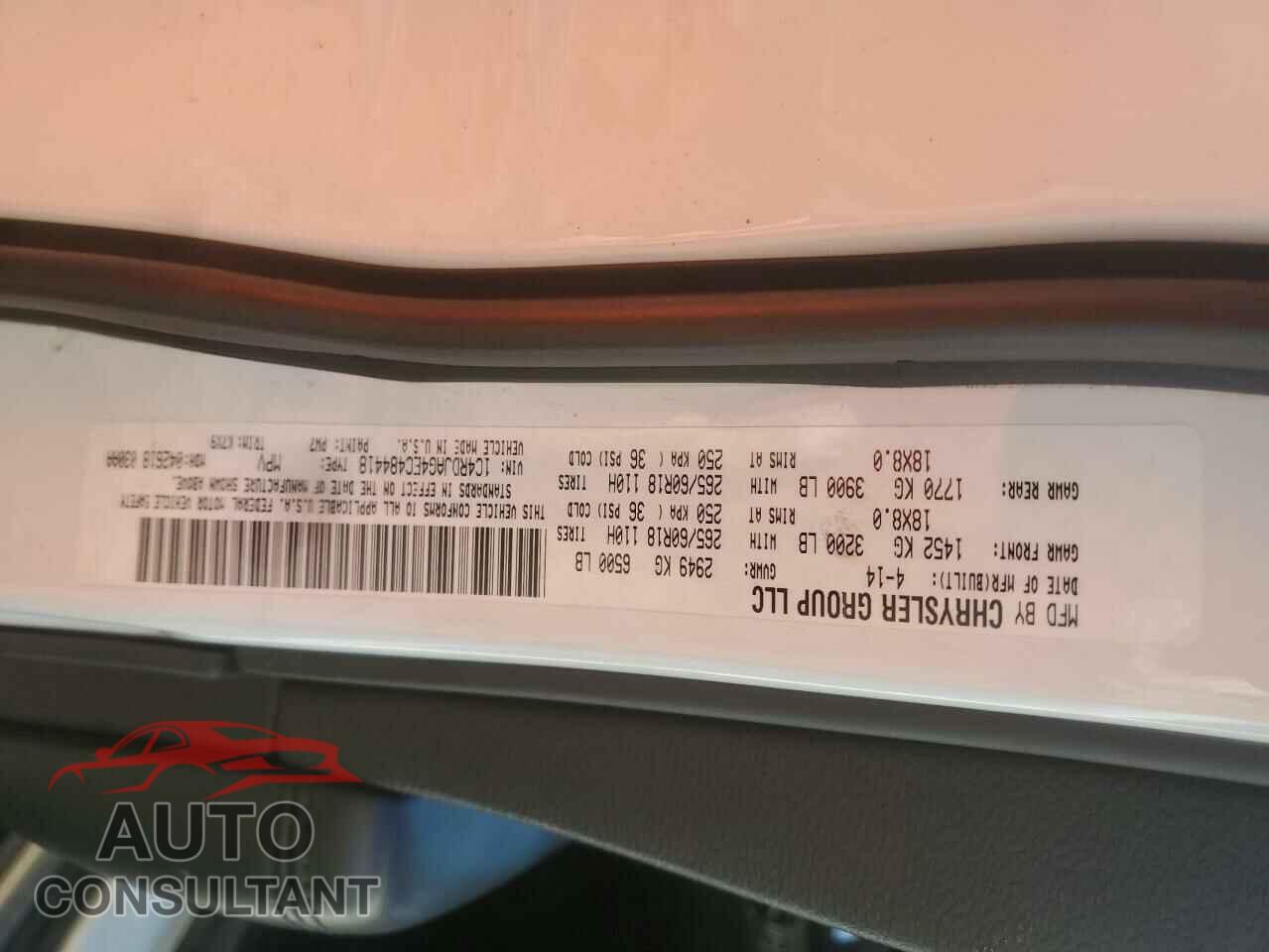 DODGE DURANGO 2014 - 1C4RDJAG4EC484418