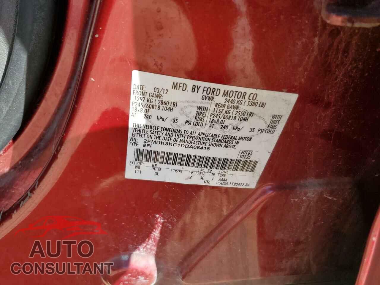 FORD EDGE 2013 - 2FMDK3KC1DBA08418