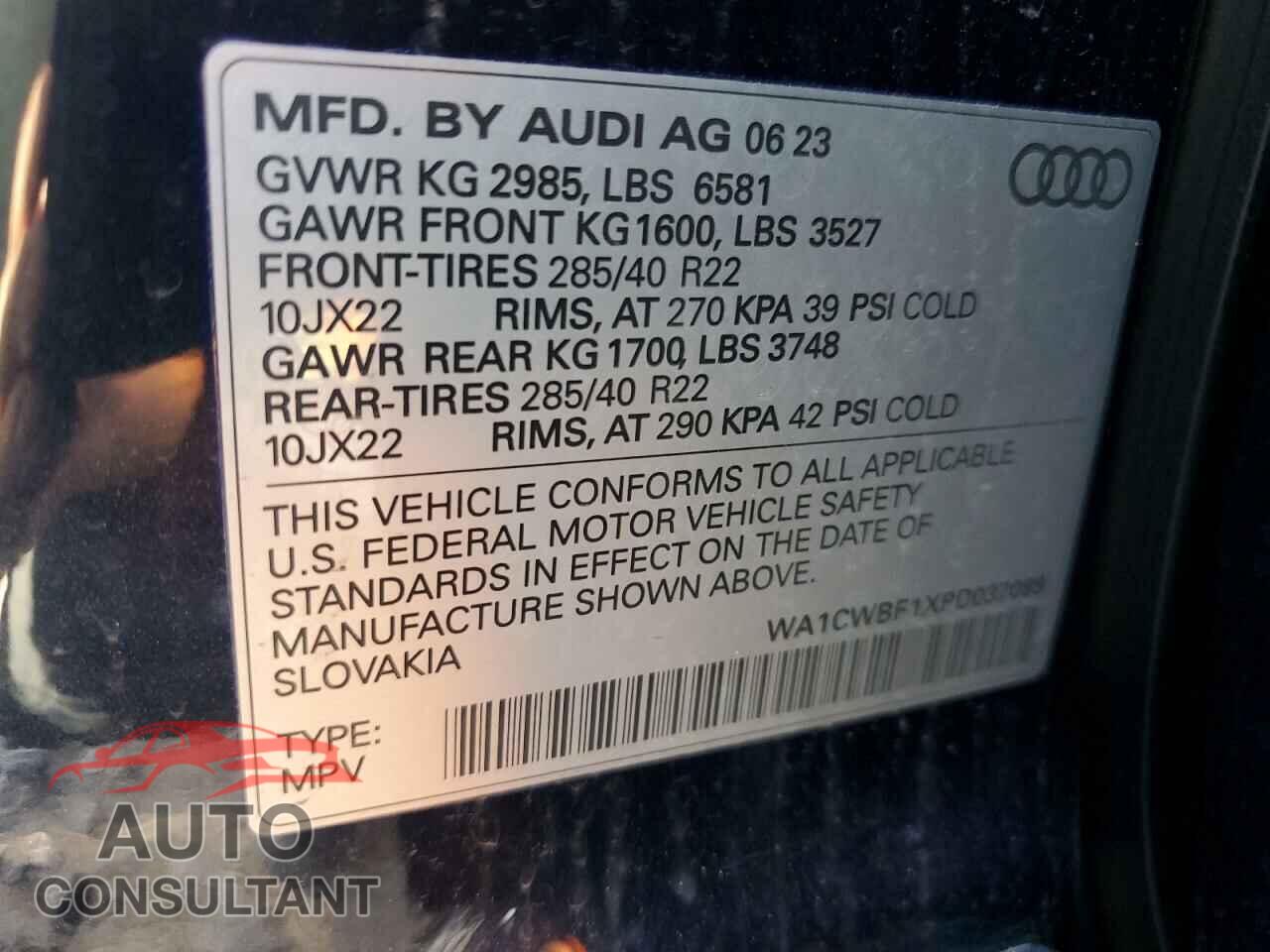 AUDI SQ8 2023 - WA1CWBF1XPD037089