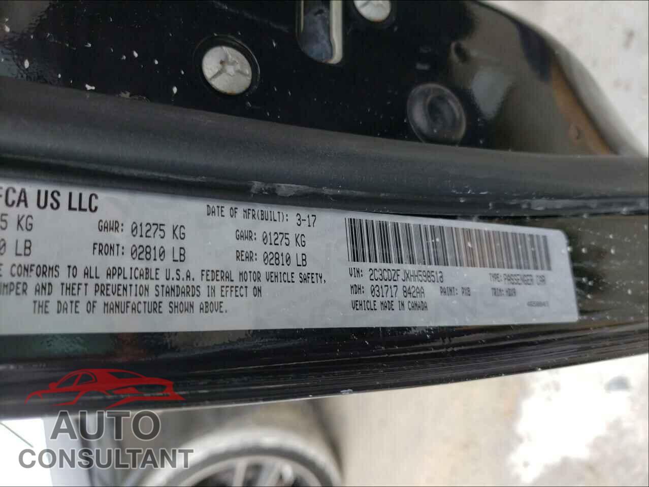 DODGE CHALLENGER 2017 - 2C3CDZFJXHH598518