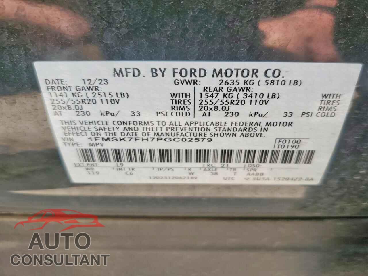 FORD EXPLORER 2023 - 1FMSK7FH7PGC02579