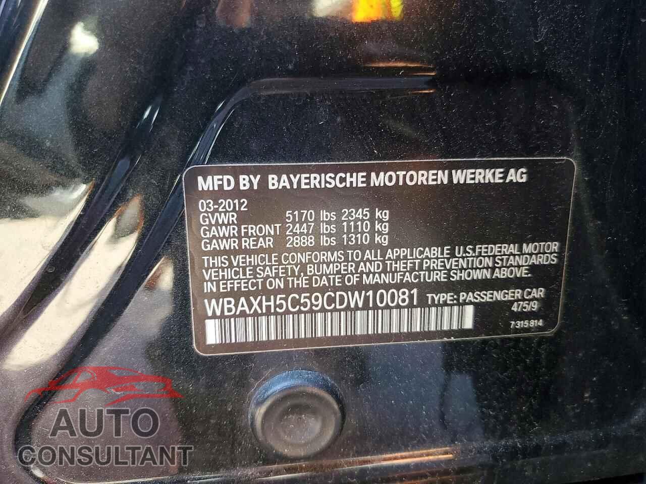 BMW 5 SERIES 2012 - WBAXH5C59CDW10081