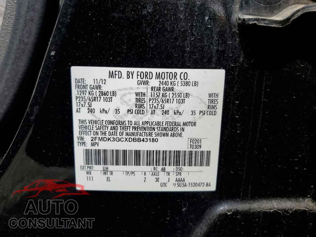 FORD EDGE 2013 - 2FMDK3GCXDBB43180