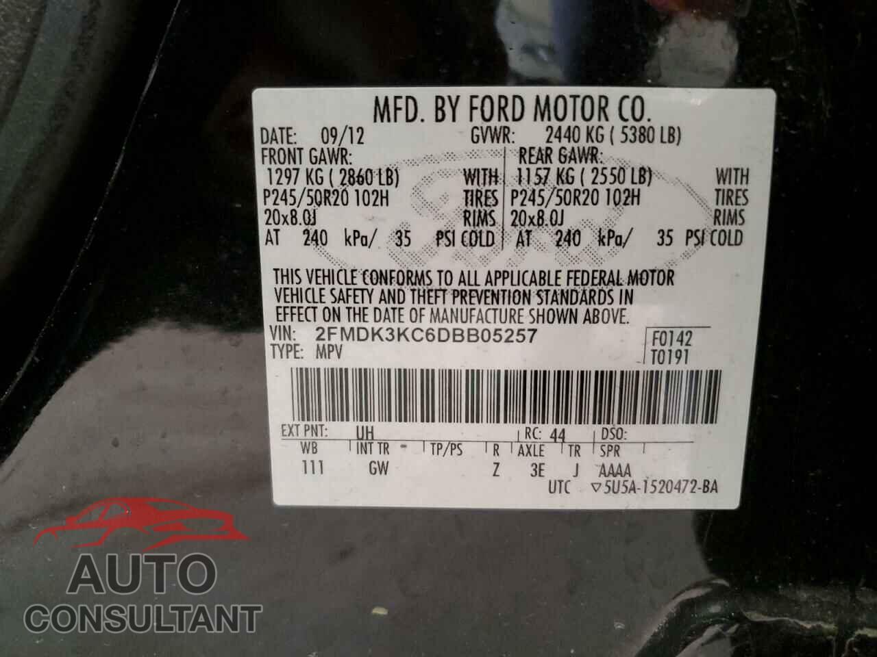 FORD EDGE 2013 - 2FMDK3KC6DBB05257