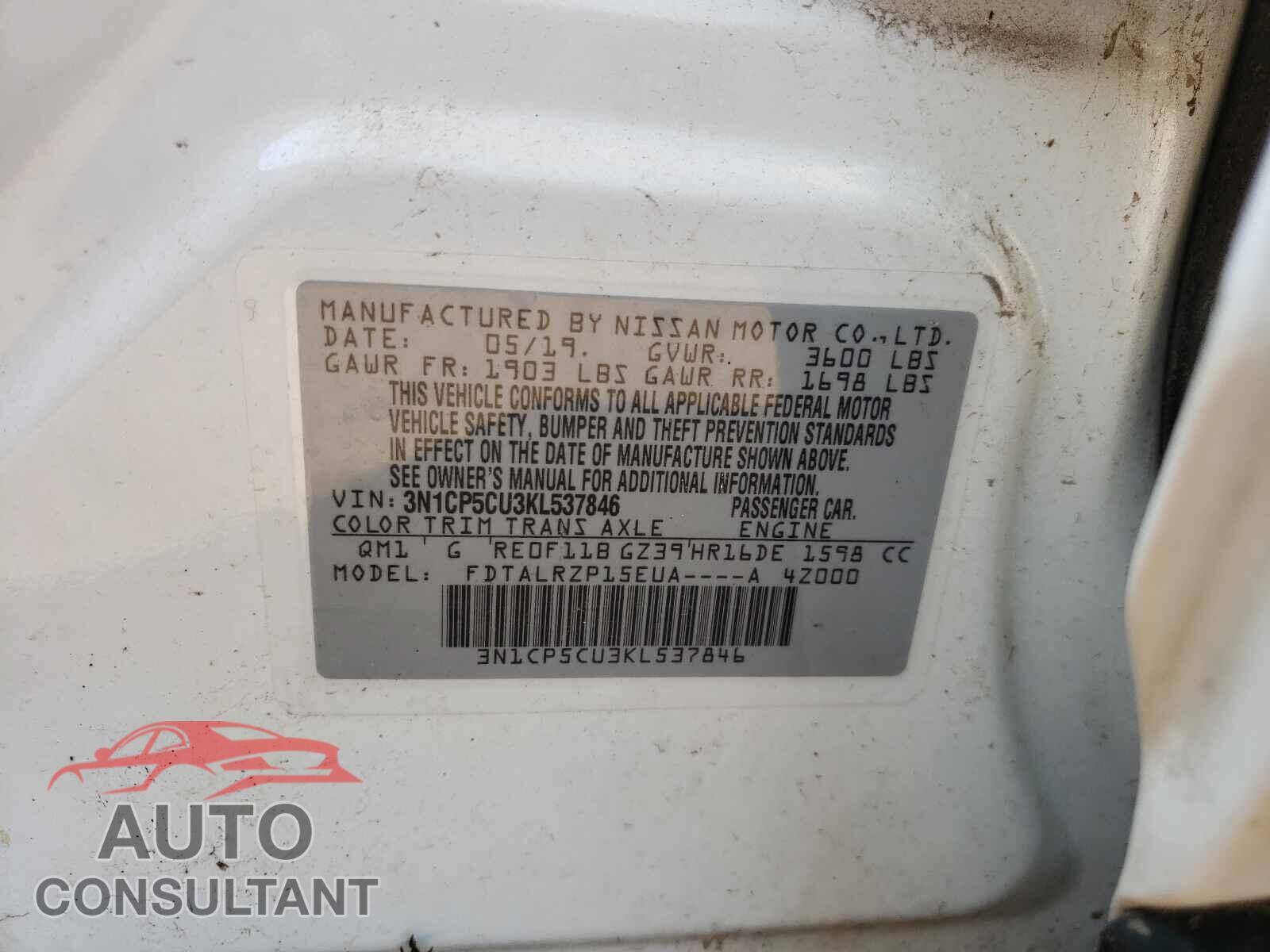 NISSAN KICKS 2019 - 3N1CP5CU3KL537846