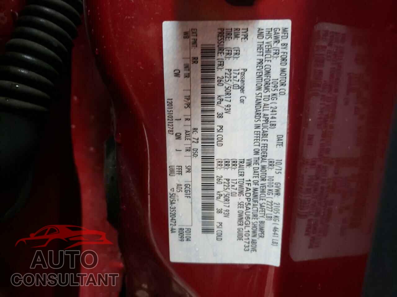 FORD CMAX 2016 - 1FADP5AU6GL101733