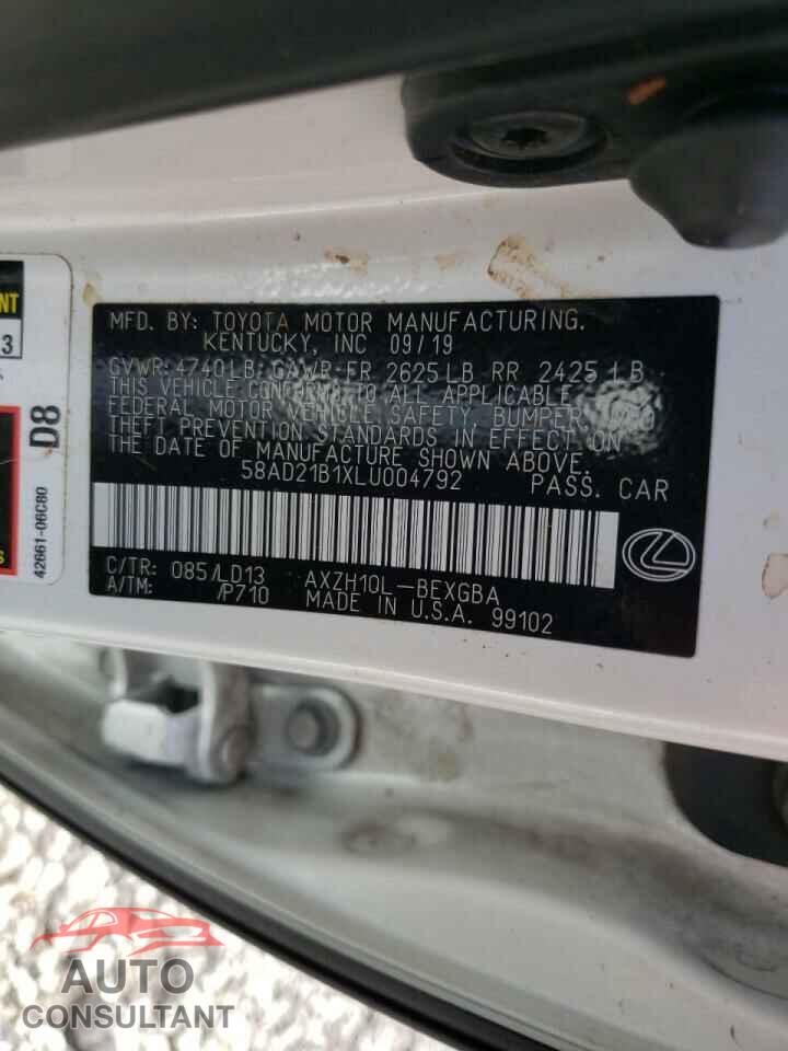 LEXUS ES300 2020 - 58AD21B1XLU004792