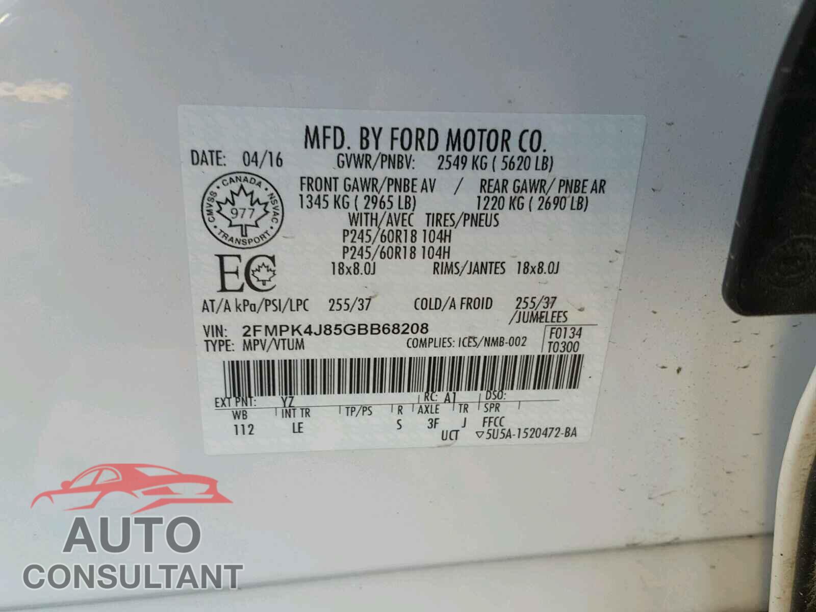 FORD EDGE SEL 2016 - 2FMPK4J85GBB68208